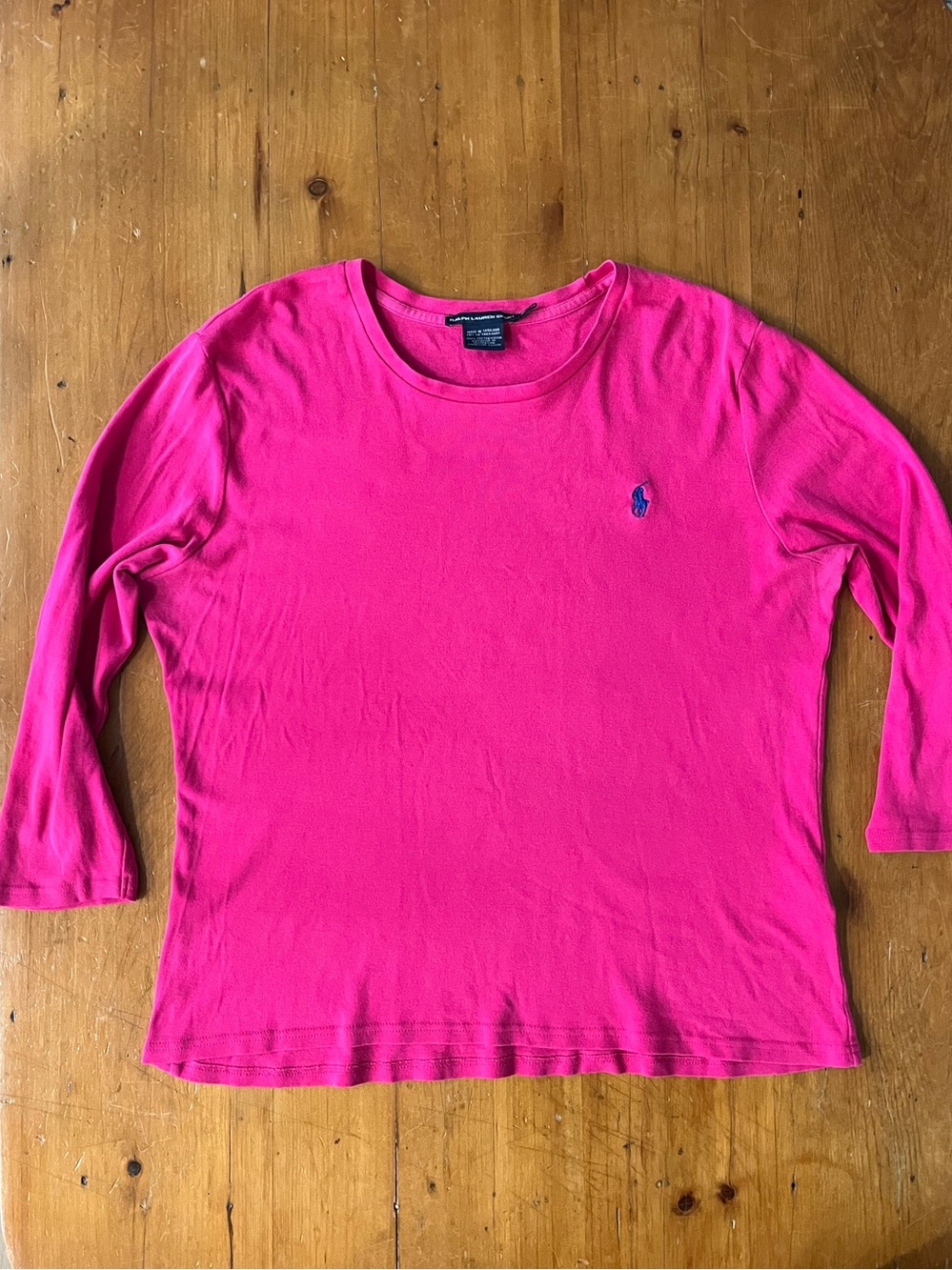 Ralph Lauren Sport Women’s 100% Cotton Long Sleeve Round Neck T-Shirt Blue Logo
